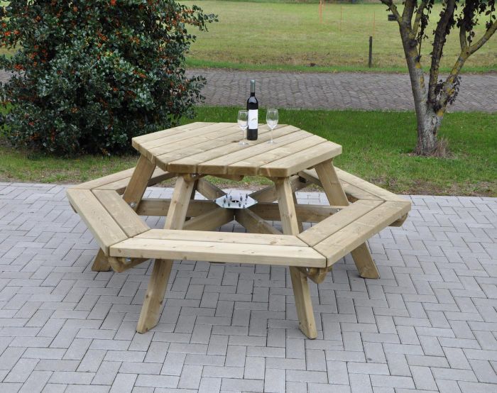 Picknicktafel zeshoek | 225 cm 